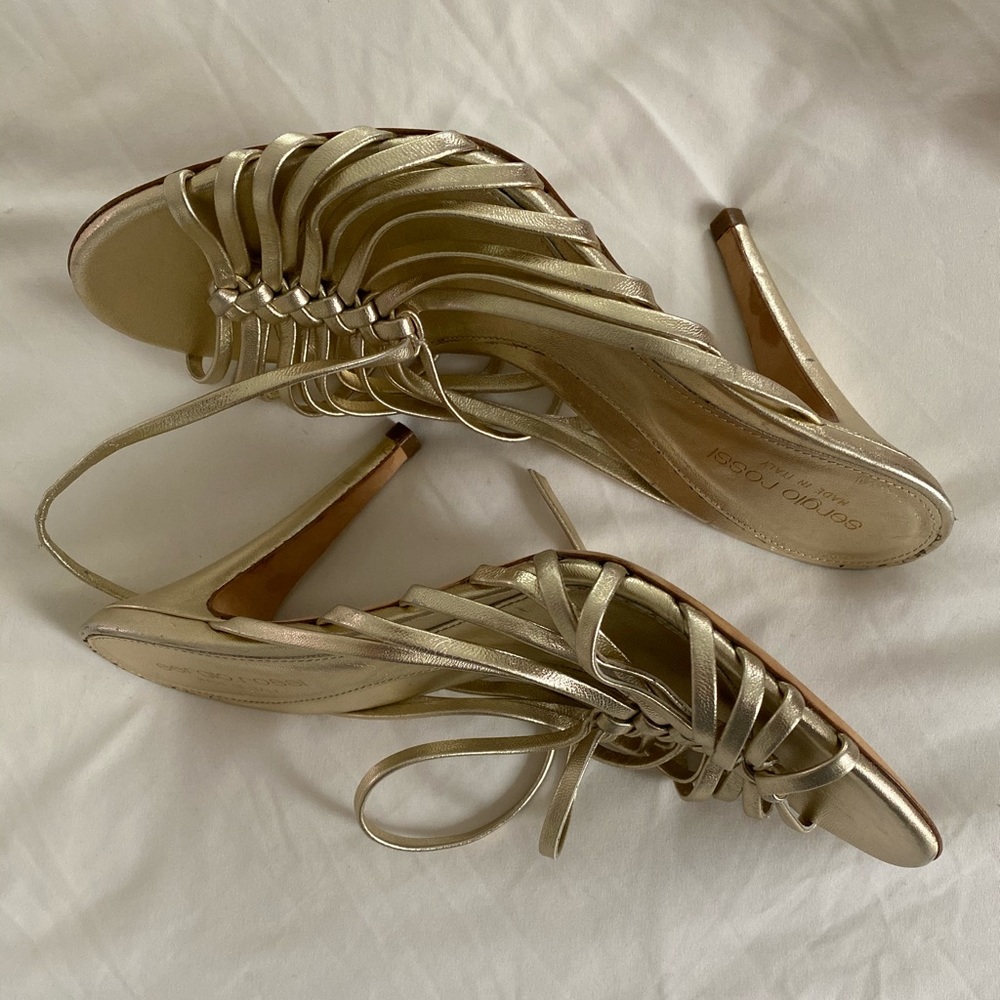 Sergio Rossi Women's Metallic Leather Sandals